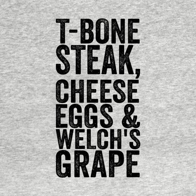 T-Bone Steak, Cheese Eggs & Welch's Grape - Text Style Black Font by Ipul The Pitiks